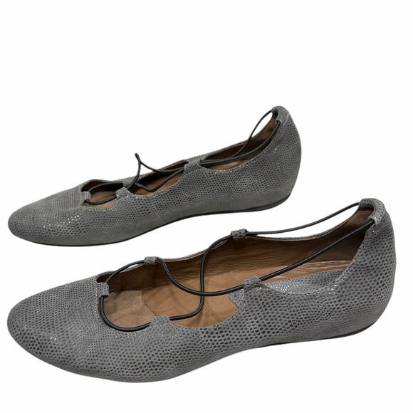 Earthies Essen Ballet Flat Shoes Womens 12 B Gray Suede Elastic Strap Feminine - Picture 2 of 14